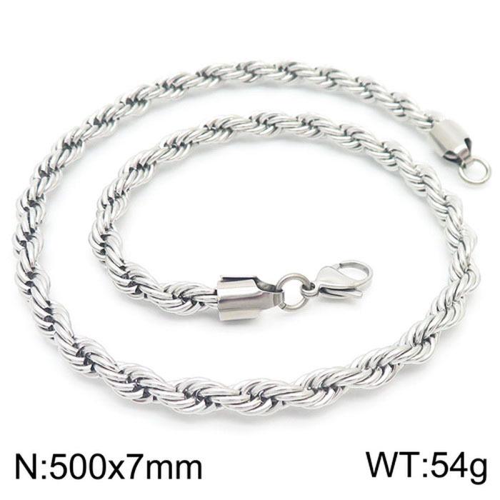 Durable Stainless Steel Rope Chain Necklace - Multi-Size, Titanium Steel for Men and Women