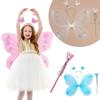 Costume Kids Butterfly Headband Wings Dressing Up Party Props Princess Costume Sets with Fairy Wand Glitter Butterfly Girls