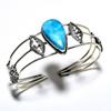 Larimar Gemstone 925 Silver Plated Handmade Jewelry Cuff Bangle