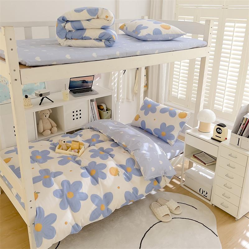 Высококачественная хлопковая простыня с принтом, мягкая и дышащая, для студенческого общежития, комплект из 3 предметов, универсальная для односпальной кровати в общежитии