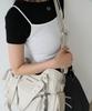 Iugamakaras Studded Leather Shoulder Bag (Cream)