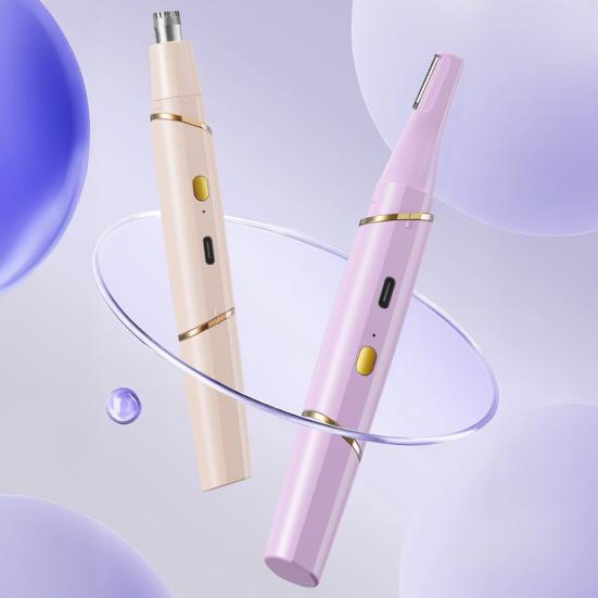 Электрический триммер для бровей 2-в-1 и триммер для носа для женщин, USB-перезаряжаемый триммер для волос на лице, портативный безболезненный инструмент для точного ухода