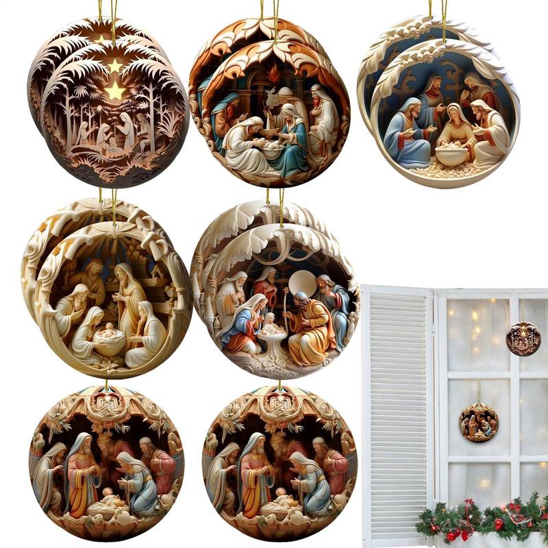 12pcs/set Christmas Nativity Ornament New Year Tree Decoration Nativity Easter Home Decor Christmas Navidad Hanging for Party