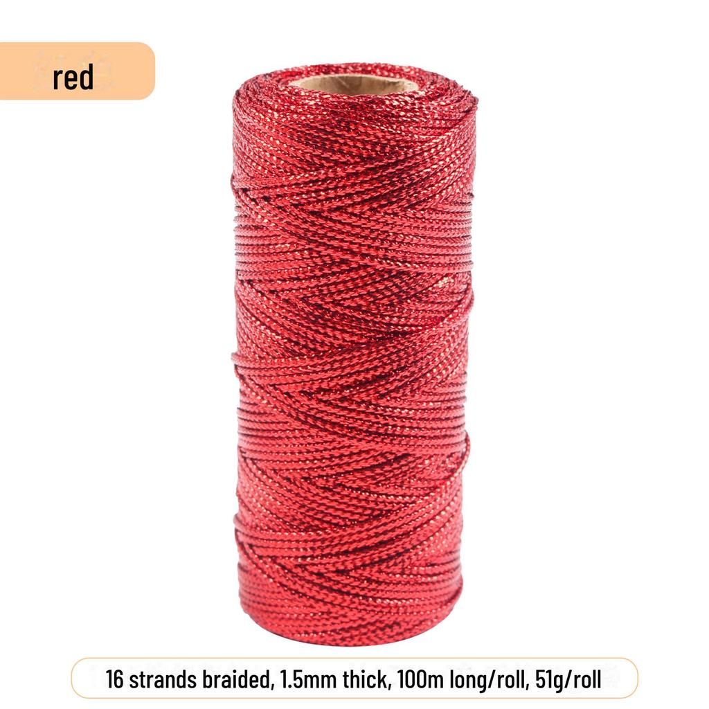 Золотая и серебряная веревка толщиной 1,5 мм для упаковки подарков и связывания букетов, 16 прядей