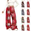 Женские повседневные модные брюки с рождественским принтом, эластичной талией, свободные, плюшевые, с широкими штанинами