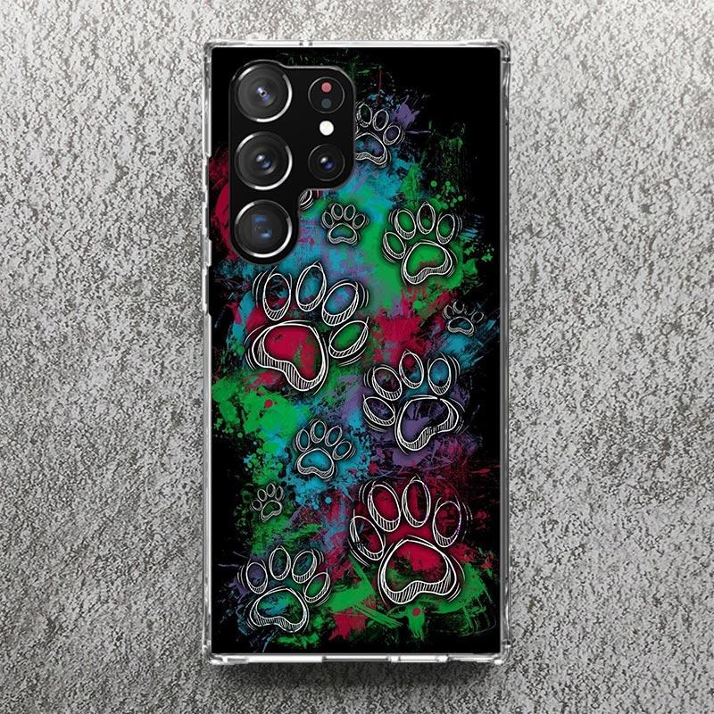Dog FootPrint Soft Case for Samsung Galaxy S25 S24 S23 S22 Ultra S21 Plus S20 FE Phone Shell S10 + Pattern Cover Paw Cute Print