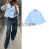 Spring New Women's Clothing Hong Kong Style All-Matching Casual Loose Lapel Long Sleeves Oxford Shirt Tops 7969023