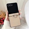 Чехол для Samsung Galaxy Z Flip 7 6 5 4 3 5G, однотонный, с узором личи, из ПУ-кожи, с держателем-кольцом, противоударный, защитный