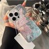 Розовая бабочка серебряное перо марля чехол для телефона подходит для iPhone 17 16 15 14 13 12 11 Pro/Max/Plus противоударный и защищающий от падений
