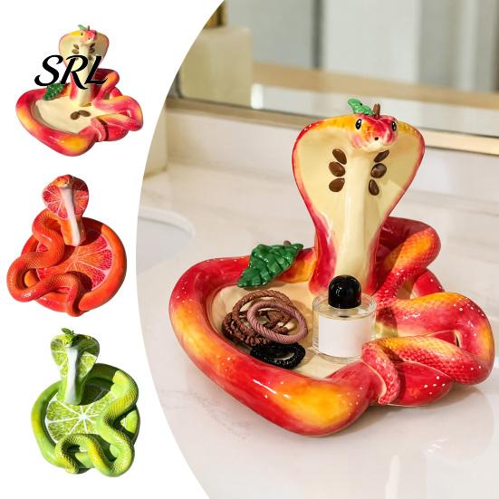 Bedroom Countertop Tray Lime Snake Trinket Dish, Ceramic Decorative Jewelry Tray, Reptile Themed Room Accessories Unique Sculpture Storage Plate