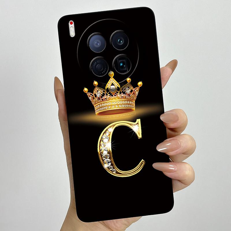Чехлы для телефона Tecno Camon 40 Premier 5G CM8 Чехлы с короной и начальной буквой Мягкий жидкий силикон Продвинутый корпус с защитой от отпечатков пальцев