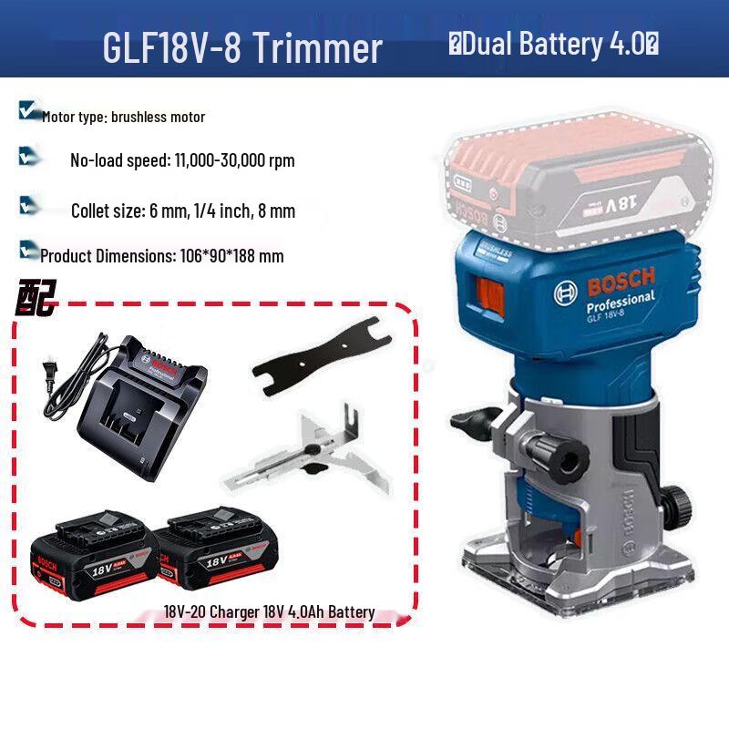 Bosch GLF18V-8 Cordless Brushless Trimmer Router CN plug (adapter included)