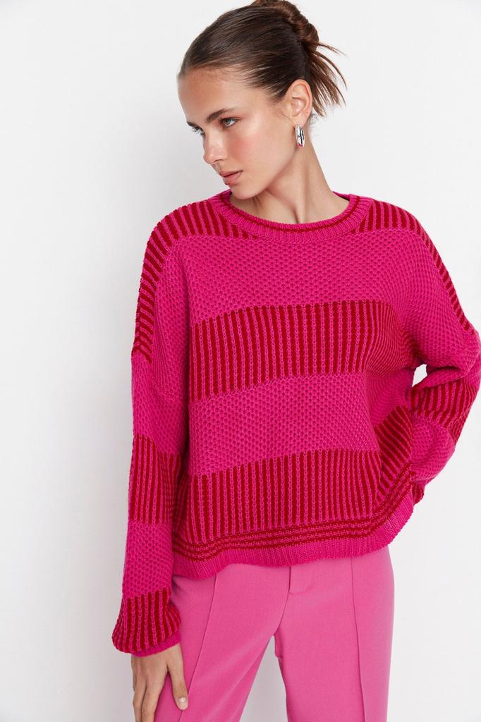 Женский свитер в элегантном стиле, трикотаж с цветными блоками, свитер