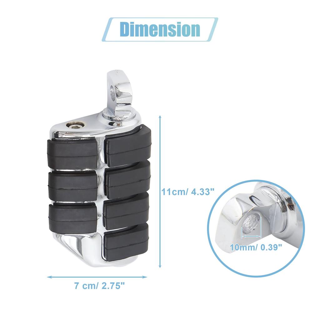 Uxcell Footpeg Bike Step Male Mount Double Footpeg Set Black Silver Tone for Bike Left and Right Set of 2