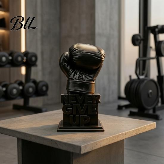 Inspirational Tabletop Art 3D Printed Boxing Glove Desk Figurine, Never Give Up Motivational Desktop Motivation Statue Statue, Resin Encouragement