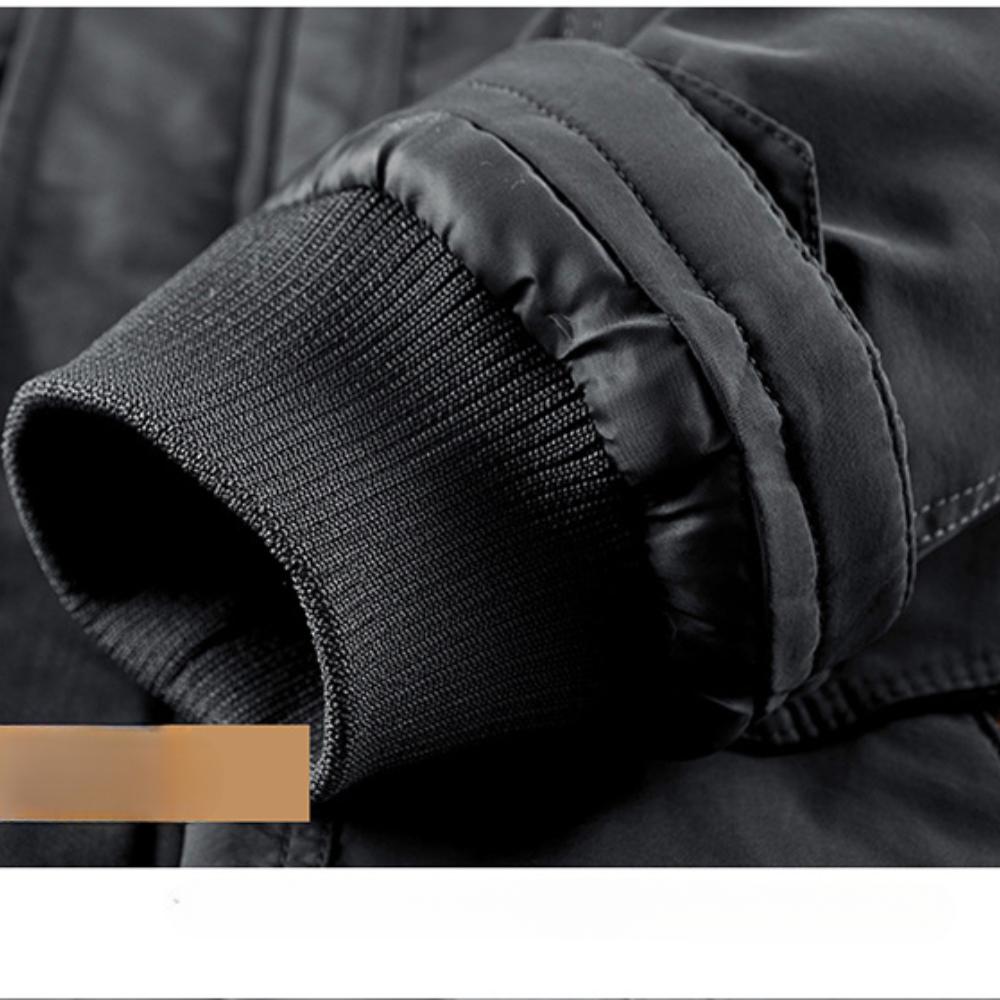 Men's Winter Hooded Jacket Thick Fleece Lined Parka Coat with Multiple Pockets