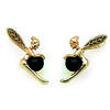 [D6854] - Gold Plated 'Tinker Bell' Earrings Black Gold - 10x15 Mm