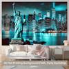 1 piece of 2D background fabric with the Statue of Liberty standing on the city night scene background fabric.PMJ