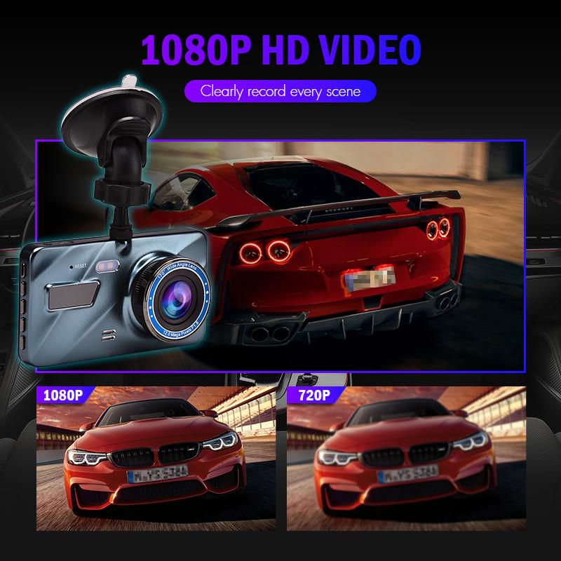 4 Inch High-definition Night Vision Front and Rear Dual Recording 1080P Dash Cam