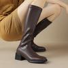 Микрофибра Осенне-зимняя обувь Толстый средний каблук Размер 43 Сапоги для верховой езды Натягивающиеся ботфорты