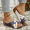 Fashion Ladies Shoes 2025 Hot Sale Peep Toe Casual Slippers Women Fashion Color Matching New Women's Plus Size Platform Wedge Sandals