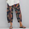 Women's Wide Leg Trousers Retro Graffiti Print Cropped Pants with Pockets