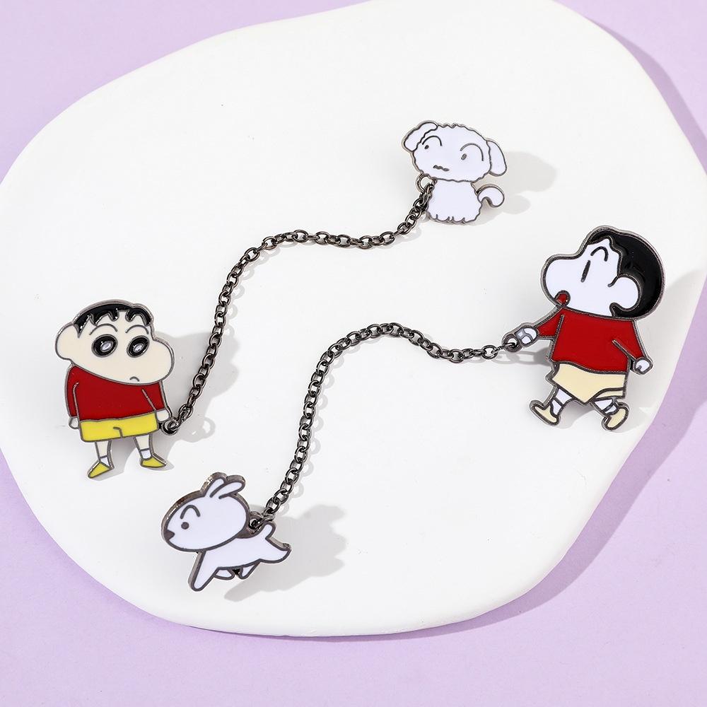 Милый металлический значок Crayon Shin-chan с цепочкой, дизайн мультяшного персонажа, материал сплав Xz3014xz3015 Цвета