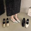 2024 Однотонный Средний Каблук 2024 Туфли-лодочки для Женщин 2024 Новая Горячая Распродажа Летние Повседневные Слипоны Женская Обувь Слипоны Неглубокие Пу Туфли-лодочки