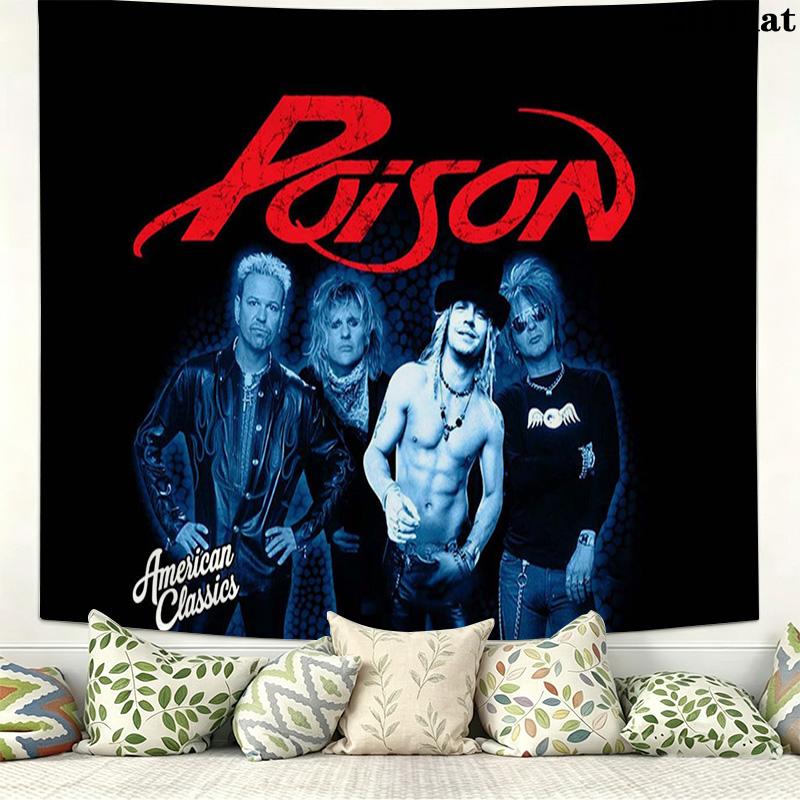Poison Band Wall Tapestry Aesthetic Wall Hanging Printed Fabric Blanket Decorative Tapestries for Bedroom Living Room Home Decor