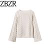 Zbzr Autumn New Women Clothes Western Style Design Loose All-Match Commuter Twist Pullover Long Sleeve Sweater
