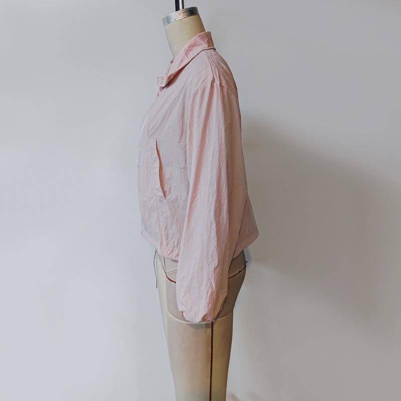 Spring and Autumn Women's Solid Colour Long Sleeve Zipper Hooded Loose Sun Protection Jacket