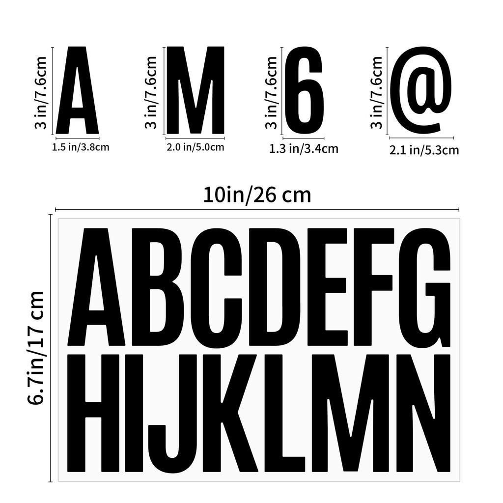 3 Inch Big Alphabet Number Stickers Waterproof Self Adhesive for Vehicle Wall Sign Classroom Kindergarten Craft Project Bulk