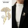 Ginkgo Biloba Brooch Women'S High-Grade Rhinestone Alloy Corsage Silk Scarf Buckle Pearl Pin Jewelry Anti-Light Brooch