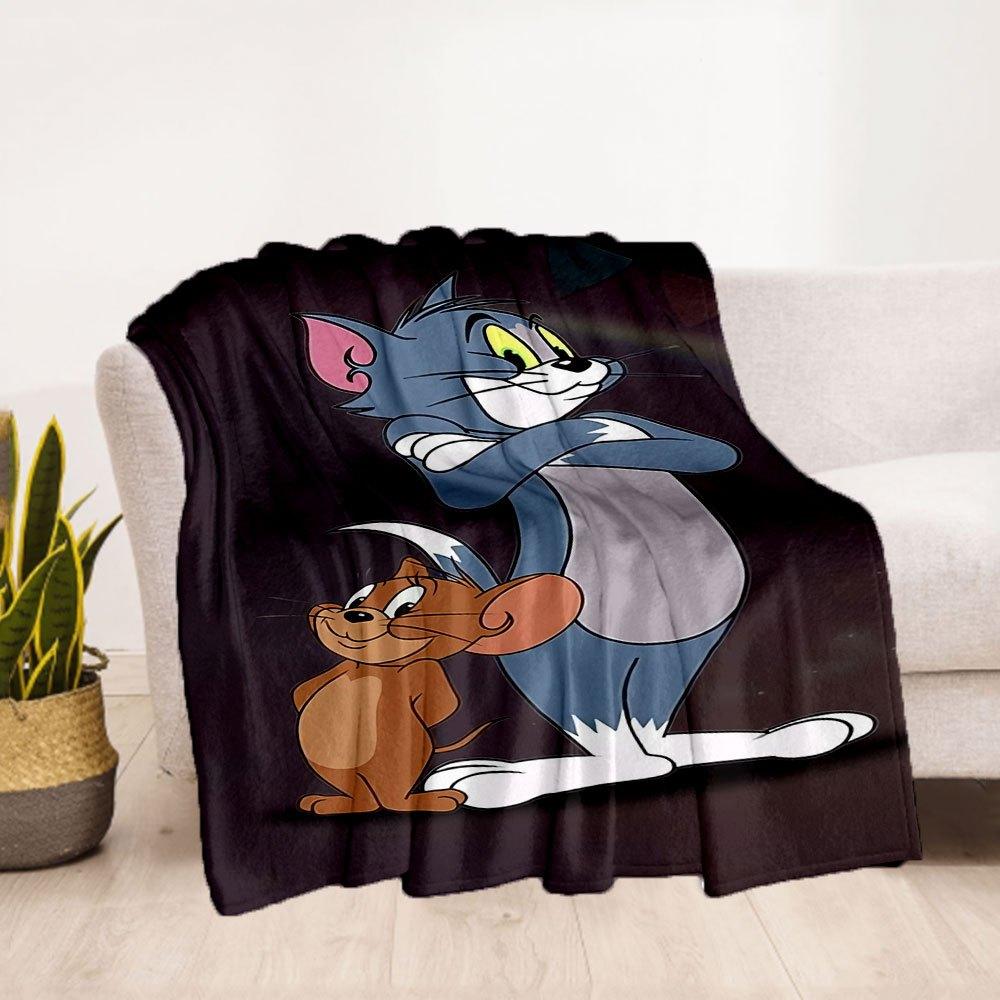 Tom and Jerry Cartoon Poster PrintBlanket Flannel Throw Blanket for Sofa, Bed, Travel, Camping, Office