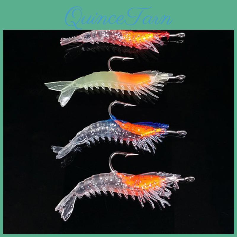 4pcsbag Luminous Simulation 6cm 3g Shrimp Soft Bait Artificial Soft Rigs Fishing Lure Bass Sea Fishing Tackle