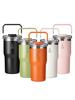 БУТЫЛКА ДЛЯ ПЕРЕНОСКИ Двойной поток Верхняя ручка Соломинка Тамблер 630 мл Вакуумная Нержавеющая 2-в-1 Бутылка Нержавеющий Тамблер