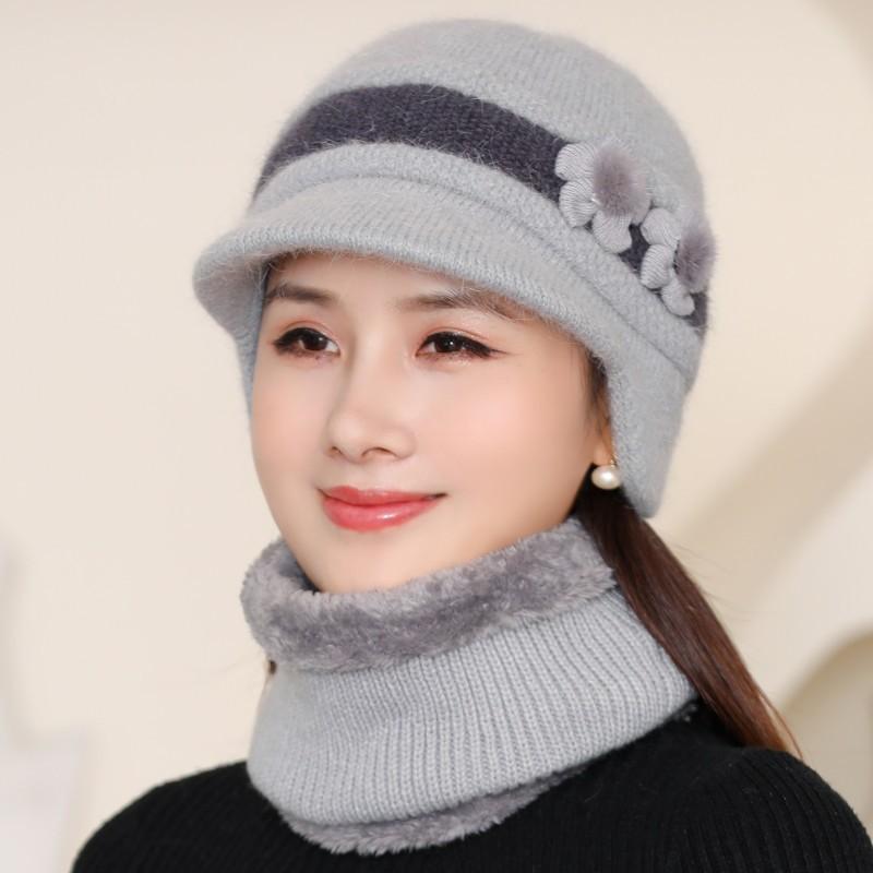 Женская теплая и пушистая шапка-бини с бантом на осень и зиму, модная и универсальная вязаная защитная шапка для ушей для мам и бабушек