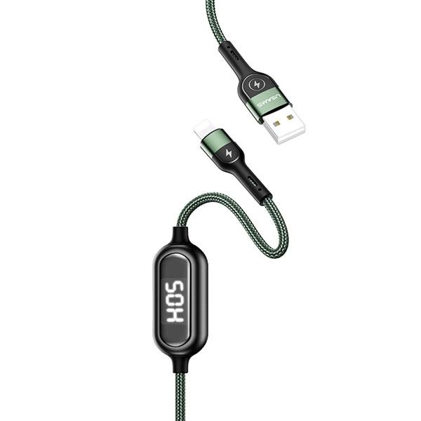 USAMS Braided U48 lightning cable 1.2m2A Fast Charging LED green/green SJ423USB02 (US-SJ423)