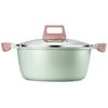 Nonstick Die Casting Stock Pot,4L Elegant Aluminum Ceramic Casserole with Lid, Induction Bottom