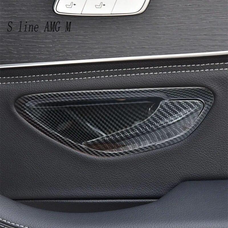 Углеродное волокно, внутренняя дверь, подлокотник, ручка, накладка, дверная чаша, рама, наклейки для Mercedes Benz CE Class W205 W213 GLC X253
