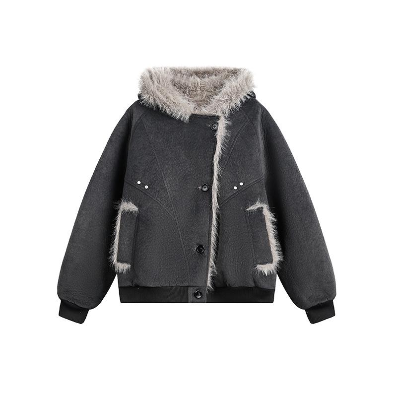 Мужская модная зимняя куртка из ПУ-кожи и хлопка с изображением горного орла - Толстая, теплая верхняя одежда для пар