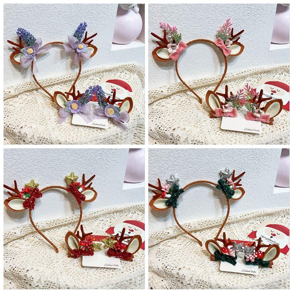 Ободок на голову с оленьими рогами, заколки для волос, рождественский головной убор для девочек, милый детский обруч для волос с лосиными рогами, аксессуары для волос для костюма для вечеринки