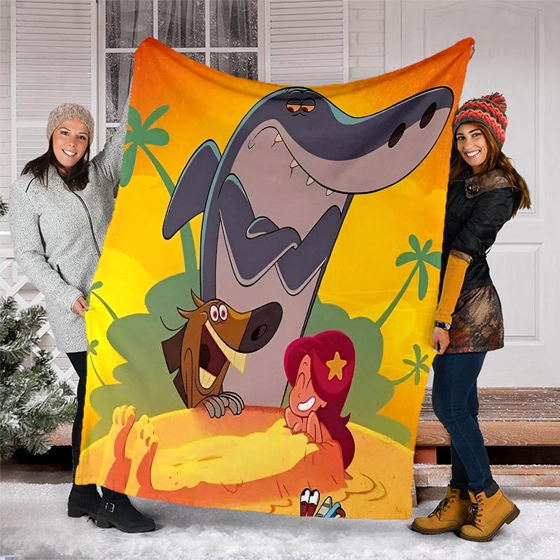Плед с принтом в стиле Zig Sharko Идеально подходит для дивана кровати путешествий использования на открытом воздухе Машинная стирка Уютный Прочный