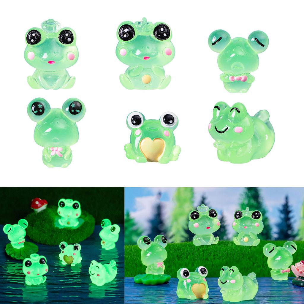 Pack of 6 Assorted Nightlight Animal Figurines Luminous Frog Shaped Mini Figurines Perfect Gift for Jewelry Collectors