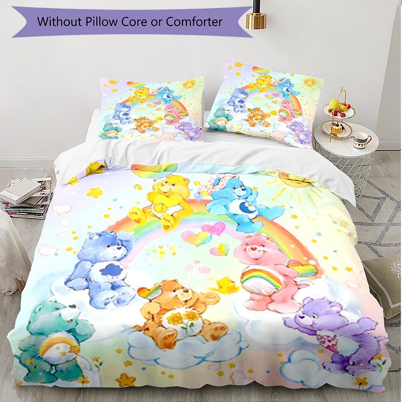 3pcs Duvet Cover Set (1*Duvet Cover + 2*Pillowcase, Without Core), Care Bears Print Soft All‑Season Bedding Set, Home Bedroom Decor Gift