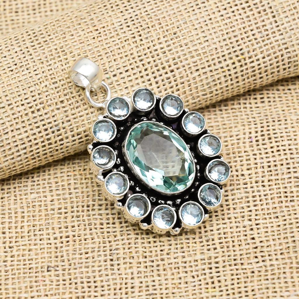 Ювелирные изделия из драгоценного камня Aqua Apatite из стерлингового серебра 925 пробы, кулон в подарок для женщин