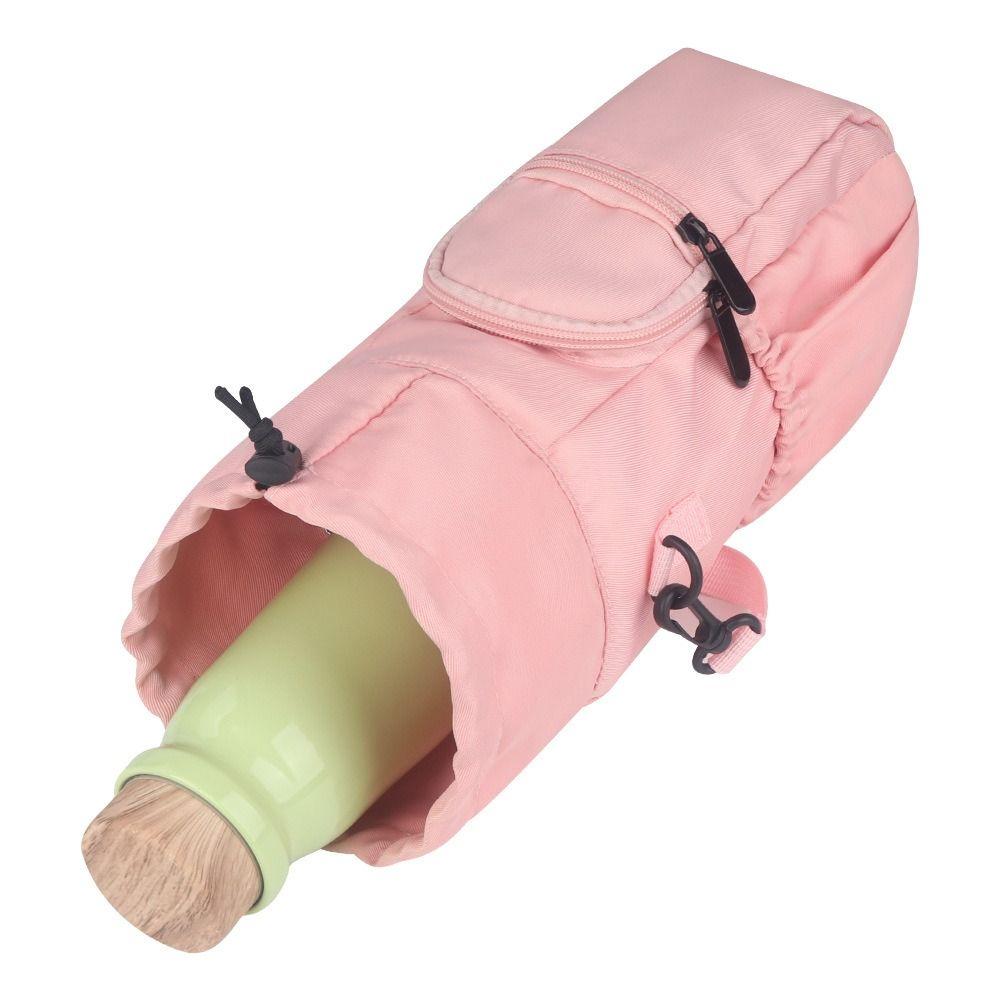 Solid Color Water Bottle Sling Bag Adjustable Strap Water Bottle Carrier Bag Students