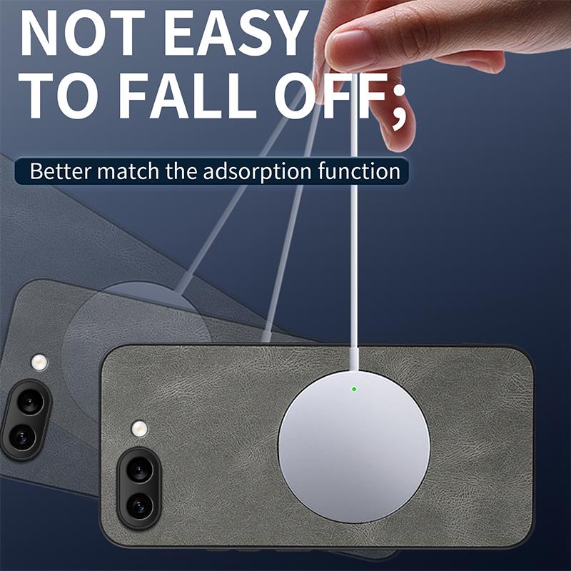 For Google Pixel 9a Magnetic Case WANLONFENG SD1 Series Nappa Texture PC TPU Phone Cover
