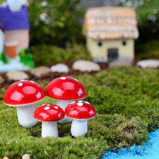 60 Pcs Foam Mushroom Miniatures Colorful Tiny Mushroom Figurines Miniature Mushroom Stakes