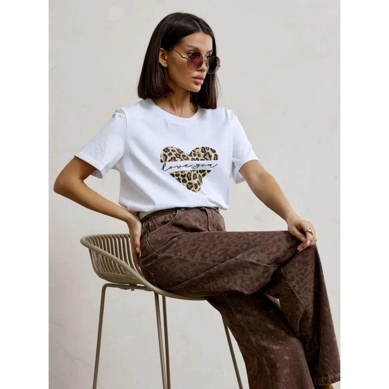 Loose Printed T-shirt Western Style New Fashion Print Letter Loose Casual Cotton T-shirt Top